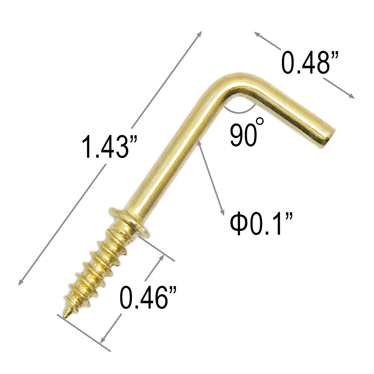 Shells 50PCS Gold Color Copper Plated Metal Rightangle Hooks 7 Shape