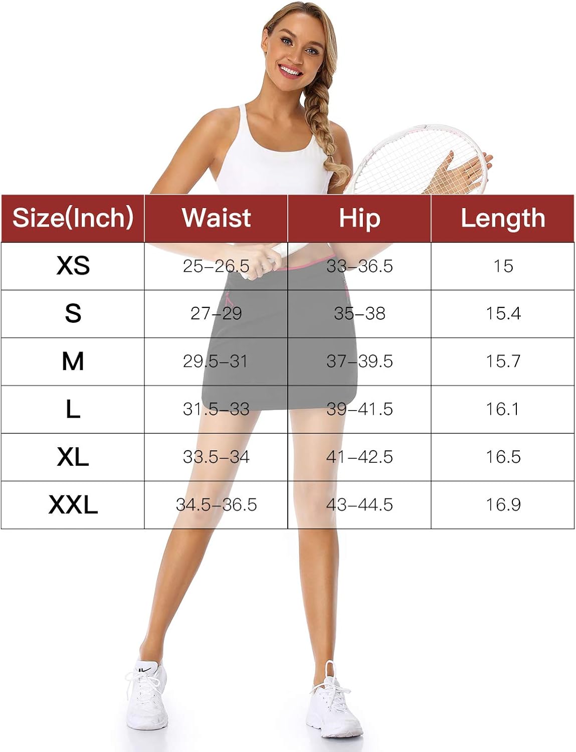 SEVEGO Women's Athletic Tennis Skirt with Built-in Shorts Side Pockets Mid Waisted Workout Training Golf Running Skorts: Clothing