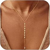 GRCLD Lariat Necklace for Women, Non Tarnish Dainty Chain Stackable 14K Gold Plated Cute Trendy Layered Necklaces Elegant Jewelry Gift for Women Her