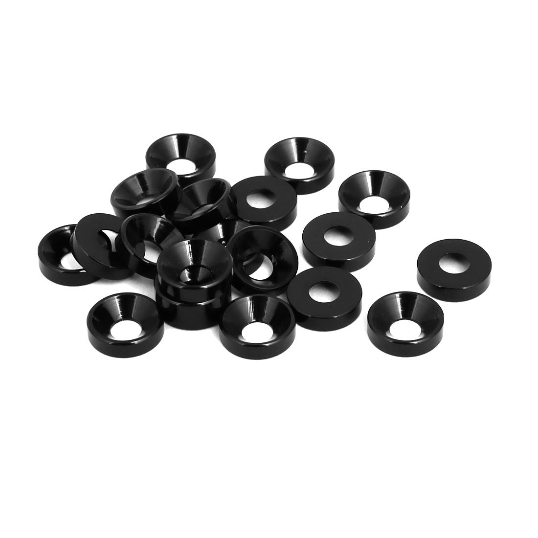 Sourcingmap M4 Aluminium Alloy Cup Head Engine Bay Bumper Washer Black 20pcs