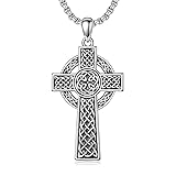 PDTJMTG Irish Cross Necklace for Men Sterling