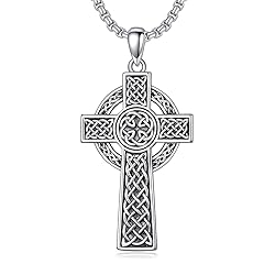 PDTJMTG Irish Cross Necklace for Men Sterling