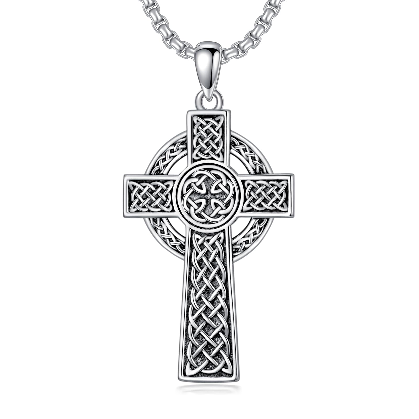 PDTJMTG Irish Cross Necklace for Men Sterling