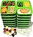 Meal Prep Containers 3 Compartment [14 Pack] & Leak Proof 1oz Sauce Cups. Microwave & Dishwasher Safe, BPA Free, Bento Lunch Box Food Containers (Alive Green)