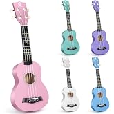 Soprano Ukulele for Beginners, Hawaiian Ukulele 21 Inch Basswood Pink | white 4 Strings Guitar Ukulele for kids Adult Student