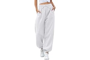 Godalithic Baggy Sweatpants for Women Casual Drawstring Sweat Pants High Waist Workout Joggers Lounge Trousers with Pockets
