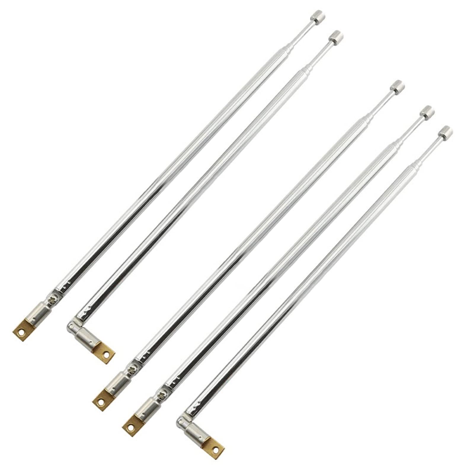 WANGCL 5PCS Replacement FM Aerial Telescopic Antenna for Radio AM FM TV AV Total length 61cm, 4 Sections, 360° Adjustable Direction.