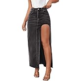 CHARTOU Women's Sexy High Split Slim Fit Maxi Long Pencil Denim Jean Skirt