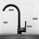 Hapilife Matt Black Kitchen Tap Single Lever 360 Swivel Spout UK Fittings view 6