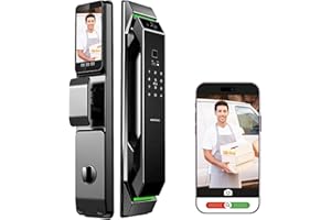 WE TECHNOLOGY 3D Face Recognition Smart Door Lock with HD Camera, Video Doorbell & Intercom – 7-in-1 Keyless Entry | Fingerprint, Palm Vein, Passcode, IC Card, Emergency Key, Tuya App Control, Easy Install