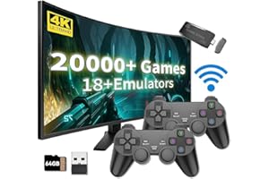 DACKELN 2025 Retro Gaming Console Pro - 4K HDMI Plug & Play Game Stick with 20,000+ Classic Games, 64GB Storage, Dual 2.4GHz Wireless Controllers, Supports 18 Emulators for TV