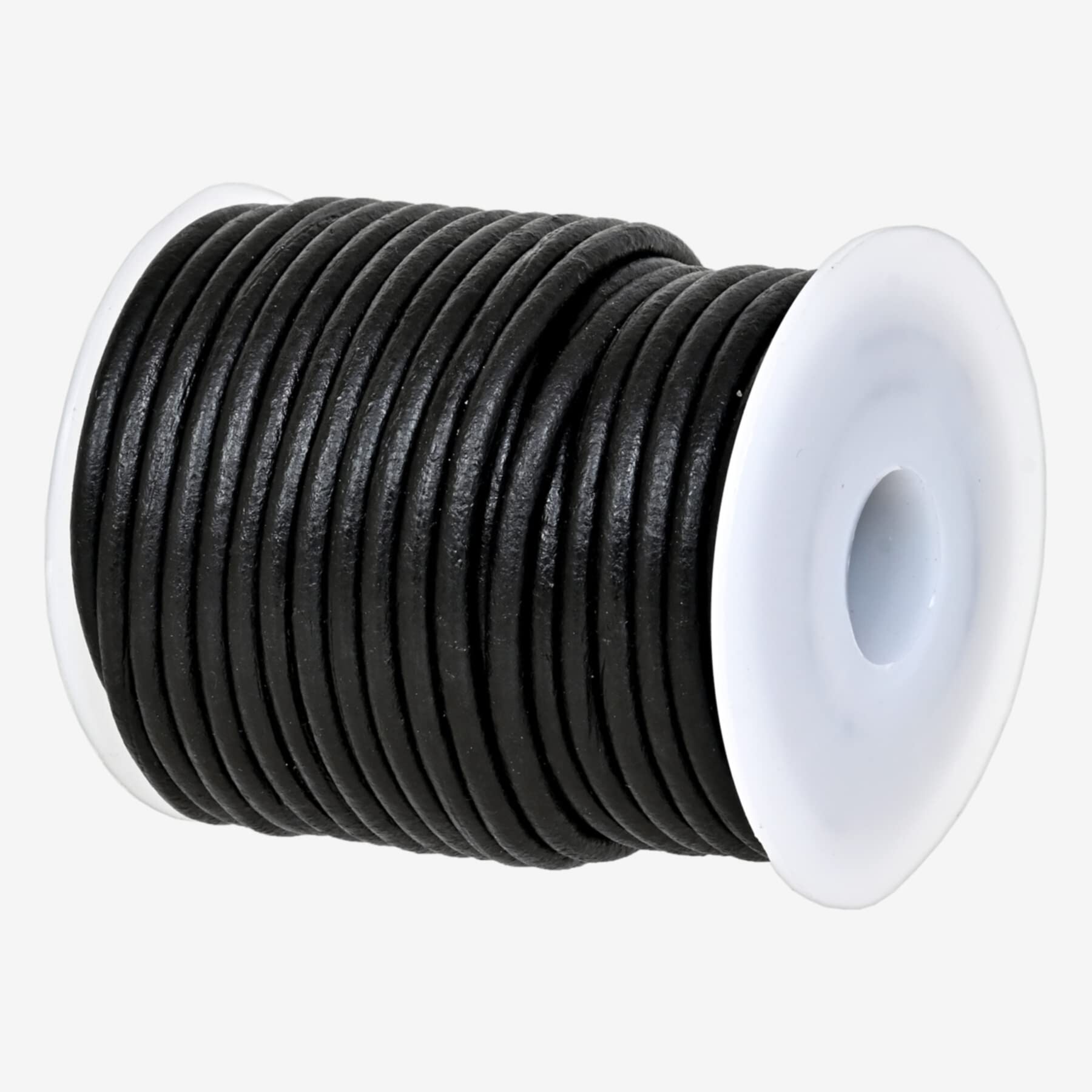 GENIQUE Real/Genuine Round Leather String Cord for Necklace, Bracelets, Jewellery, Braiding (3mm, Black Distressed) — image 1