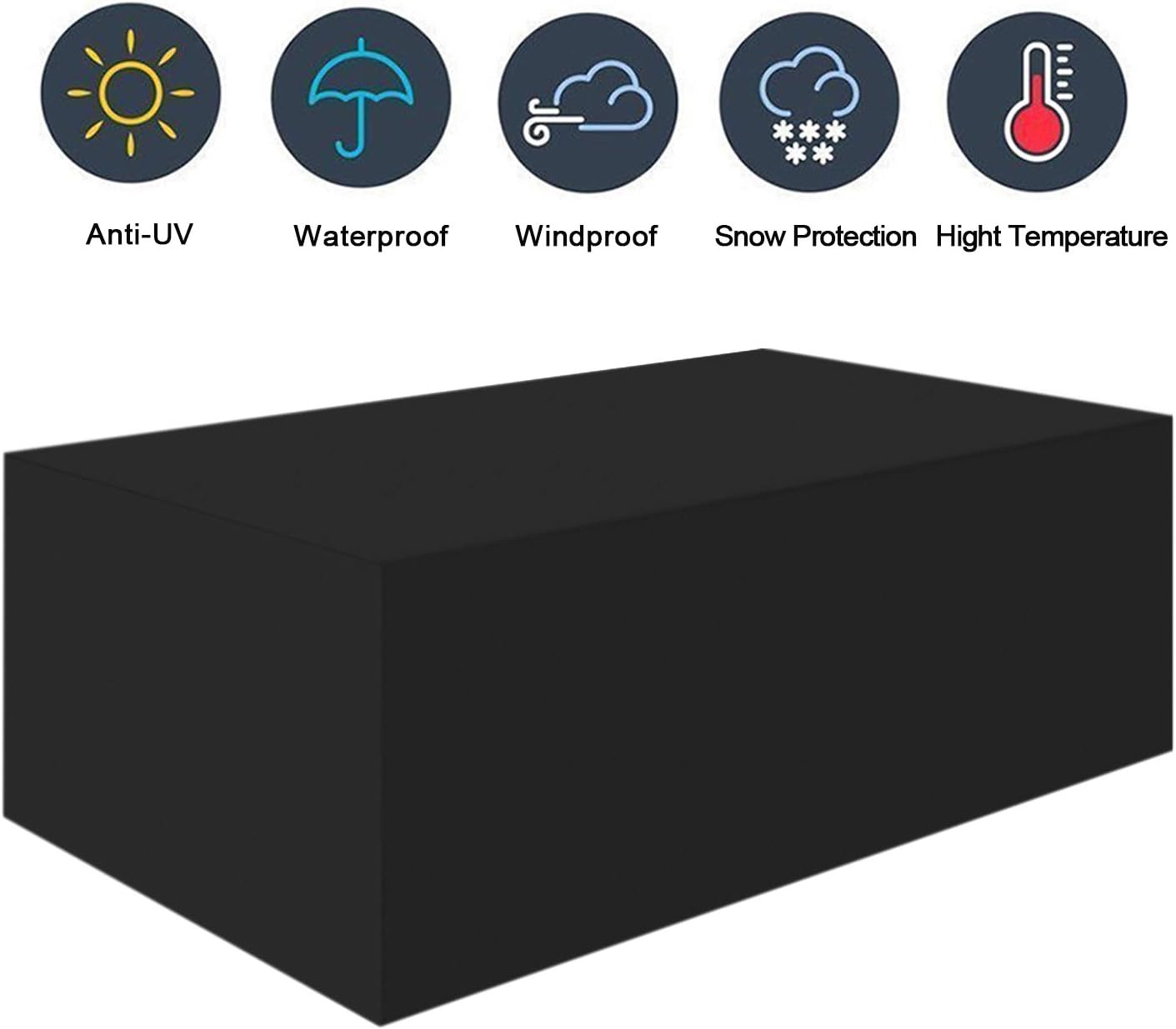 OKPOW Garden Furniture Cover Patio Set Cover Outdoor Furniture Covers 420D Oxford Fabric Protective Cover for Patio/Indoor Table and Chairs Anti-UV Waterproof Rectangular Windproof (315 x 160 x 70 cm)
