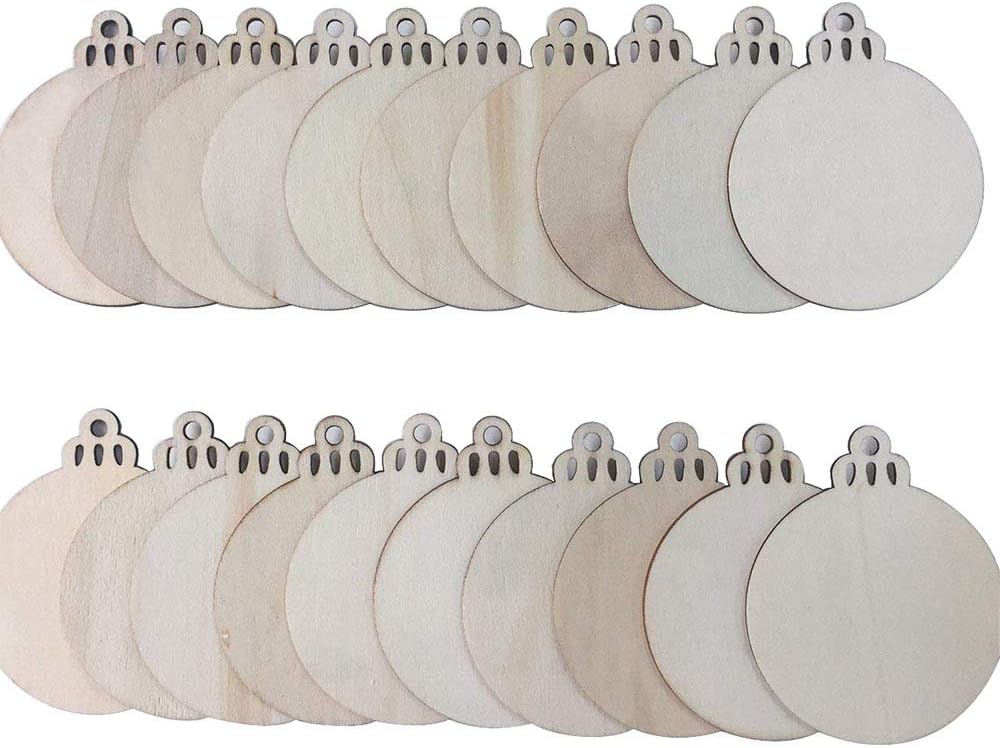 Misscrafts Blank Wood Discs With Holes 20pcs 7.5cm Diameter Round