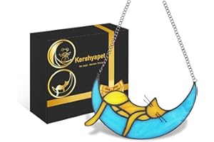 Kershyapet Orange Cat Gifts for Women, Unique Loss of Cat Sympathy Gift, Handcrafted Stained Glass Window Hanging Suncatcher, Pet Loss Sympathy Gift for Window, Living Room, Garden
