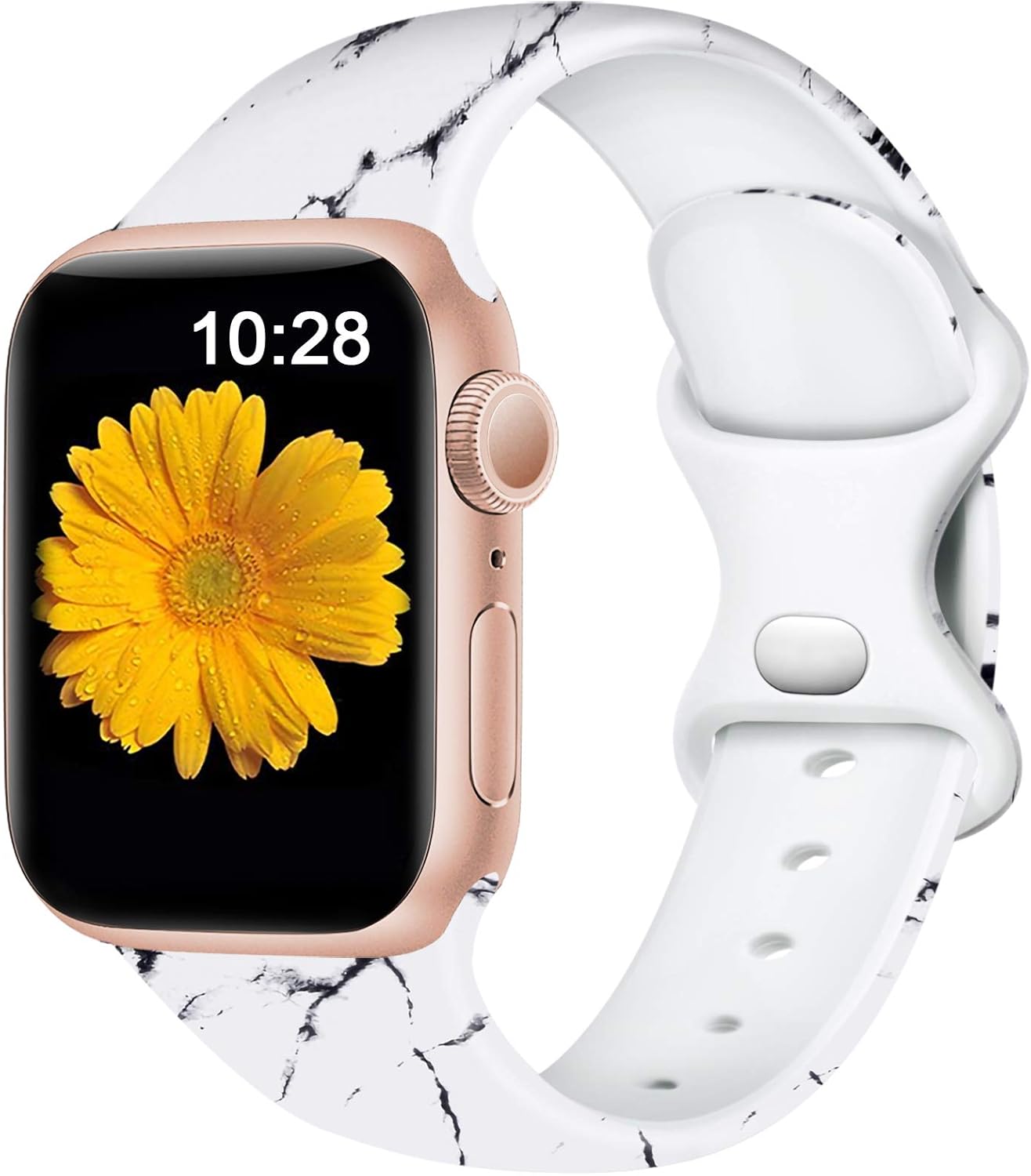 Easuny Floral Band Compatible for Apple Watch 40mm 38mm Womens Girls - Cute Fadeless Floral Soft Pattern Printed Silicone Replacement Wristband for iWatch SE & Series 6/5/4/3/2/1 Men