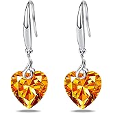 Heart Dangle Earring 925 Sterling Silver 5A Heart Cubic Zirconia Drop Earring for Women Silver Jewelry Gift for Wife