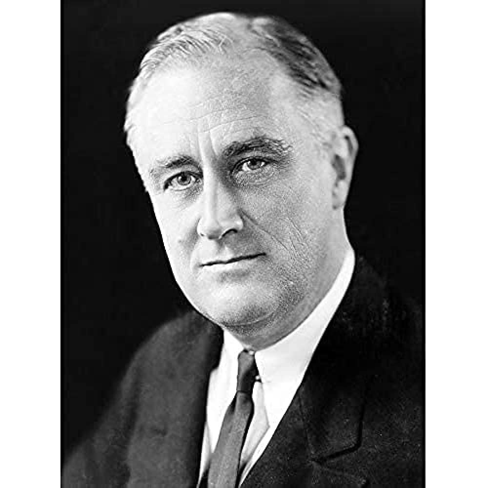Portrait President FDR Franklin Roosevelt Old Photo Art Print Canvas Premium Wall Decor Poster Mural