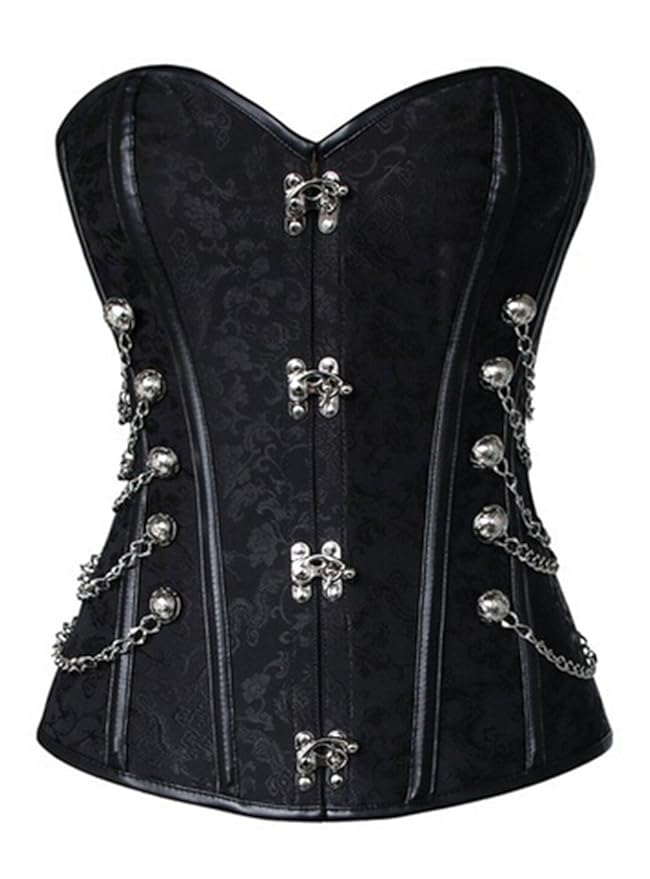 KUOSE Damen Vollbrust Faux Leder Steampunk Corsage Korsett Übergrößen S-6XL