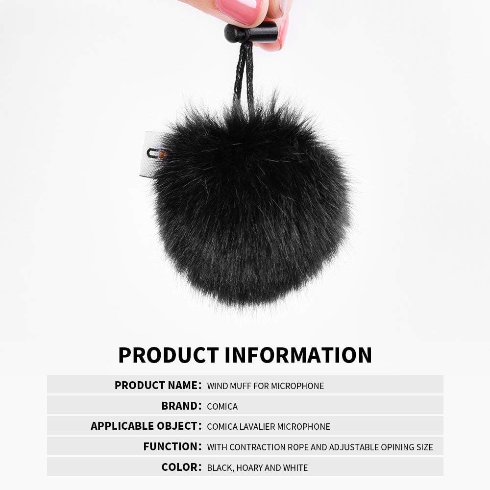 comica Pack of 3 Fur Windscreen for Microphone Mini Microphone Fur Microphone Windscreen Muff - Image 5