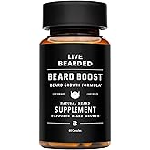 Live Bearded Beard Boost - Beard Growth Vitamins for Men with Biotin, Collagen, Silica, Fo-Ti Root - Facial Hair Growth for Men, Made in the USA | 30-Day Supply