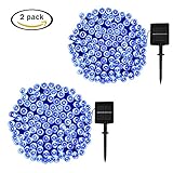 ApexPower 2 Packs Christmas Solar String Lights 200 LED 72ft 8 Modes Solar Powered Starry Lighting for Outdoor Patio Lawn Garden Weeding Party Xmas Tree Decoration (Blue)