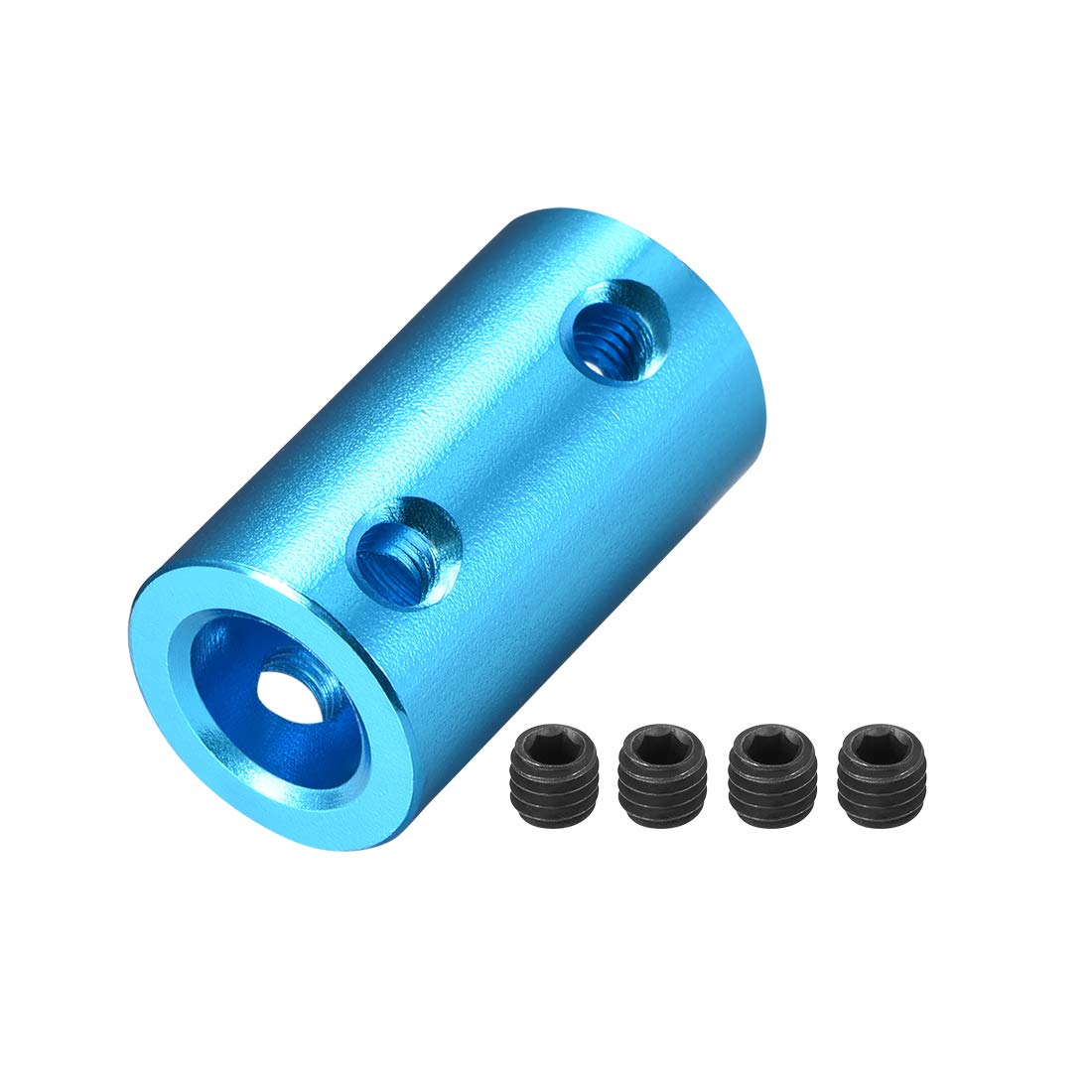 sourcing map 4mm to 8mm Bore Rigid Coupling Set Screw L25XD14 Aluminum Alloy,Shaft Coupler Connector,Motor Accessories,Blue