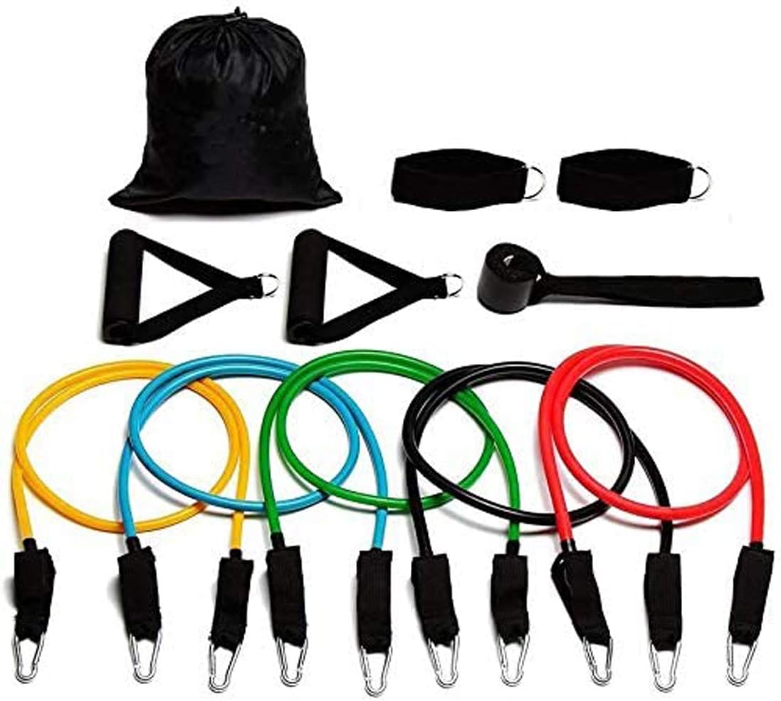 Resistance Bands Set, Workout Bands - with Door Anchor, Handles and Ankle Straps - Stackable Up to 105 lbs - for Resistance Training, Physical Therapy, Home Workouts, Yoga, Pilates