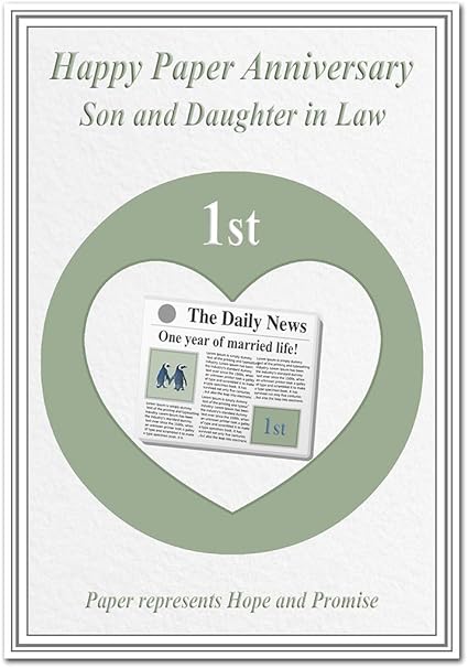 Paper Wedding Anniversary Cards 1st Year First One 1 Happy Milestone Card Son And Daughter In Law Card Newspaper Amazon Co Uk Office Products