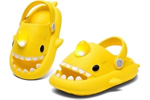 XPKWS Shark Slides Kids Clogs LED Light up Garden Shoes Sharklas Boys Girls Mules Sandals Toddler Slippers Indoor Outdoor Non-slip