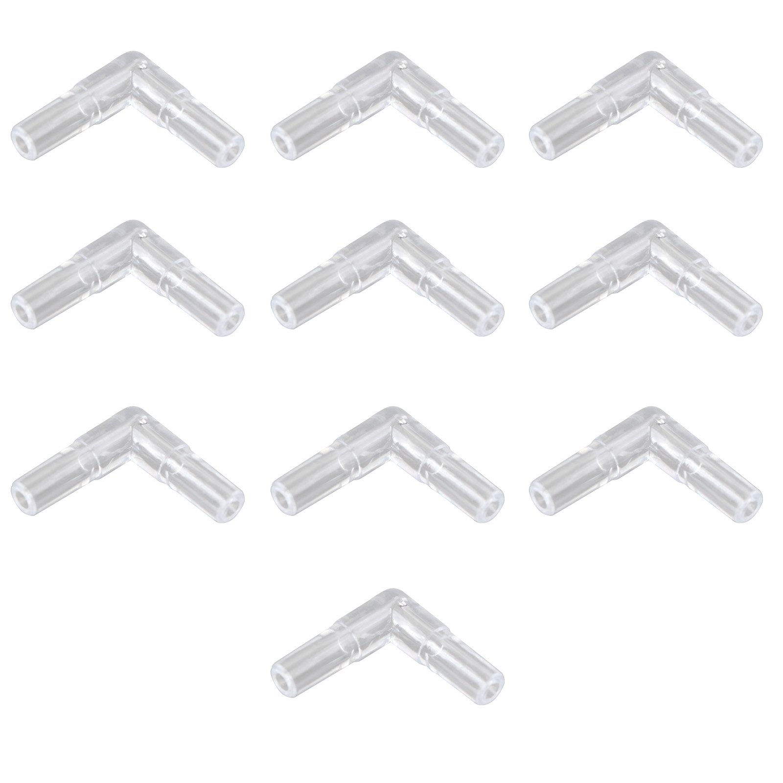 HALJIA 10PCS 4mm Clear Plastic Aquarium 2 Way L Type Air Valve Air Tubing Connectors