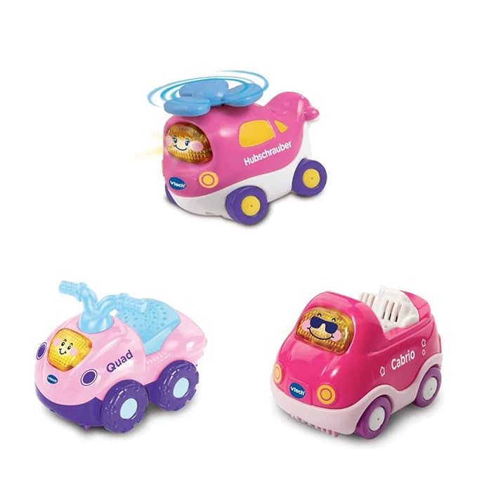 Vtech Baby 80-241254 - TUT Baby Flitzer - Set 14 (Hubschrauber Pink, Quad pink, Cabrio Pink),