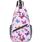 JDEIFKF Butterflies Sling Bag Travel Crossbody Bag Chest Daypack Hiking Shoulder Bag For Men Women