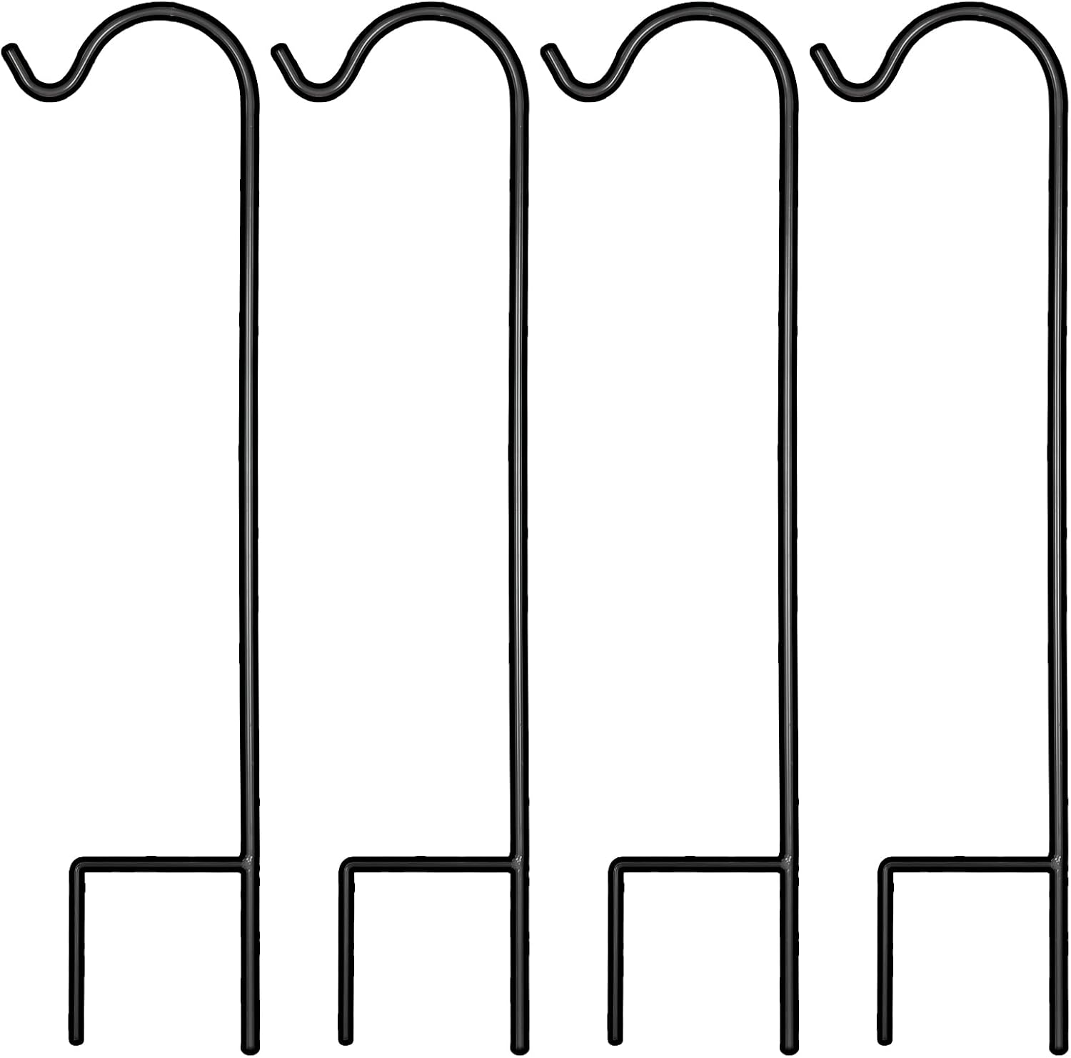 Outdoor Shepherd's Hooks - Gtongoko 4 Pack Shepherds Hook 35 Inch, Heavy Duty Solid Garden Hooks for Hanging Lanterns, Wedding Decor, Black