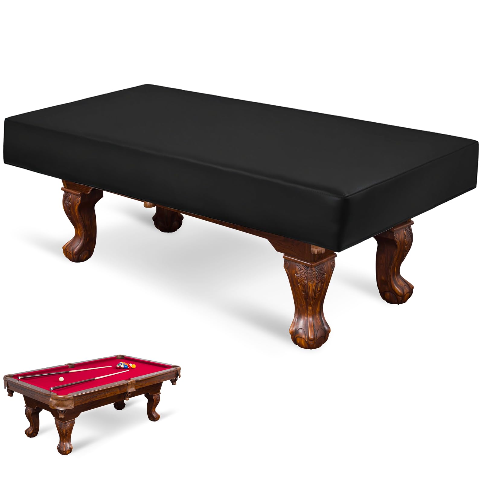 Photo 1 of Pool Table Cover - 7/8/9 Feet Billiard Tables Covers,Waterproof Polyester Fabric Snooker Tables, Indoor Outdoor Scratch-Proof UV Protection for Billiards accessories (Black, 7 FT)