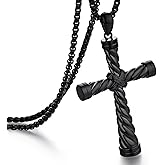 ZDaoBen Men's Cross Necklace 316L Stainless Steel Large Heavy Cross Pendant for Men Polished Jewelry Rolo Chain with 22'' 24'' 26''