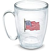 Tervis Made in USA Double Walled American Flag Insulated Tumbler Cup Keeps Drinks Cold & Hot, 16oz Mug, Unlidded