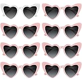 BOUBONI 4/6/8/10/12 Pack Bachelorette Sunglasses Heart Sunglasses Vintage Heart Shaped Glasses for Women Bridal Party Wedding