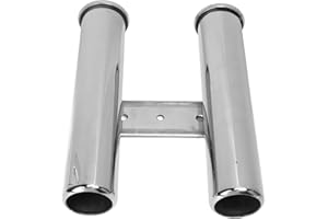 Tomantery Marine Grade Stainless Steel Fishing Rod Holder Tube, Easy Installation 2 Link Tube Rod Rack for Boat and Yacht, Ac