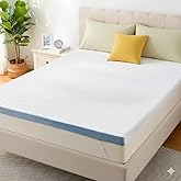 Marsail Queen Size Memory Foam Mattress Topper, 3 Inch Cooling Gel Infused Mattress Topper with Soft Cover, CertiPUR-US and Oeko-TEX Certified, Suitable for Sofa, RV, Camping