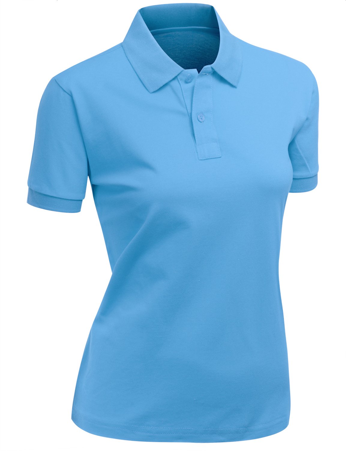 Photo 1 of 100% Cotton Pk Silket Polo Dri Fit Collar Short Sleeve T-Shirt Sky Blue S