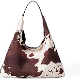 Hibilog Cow-Print Shoulder Bag for Women, Large Capacity Underarm Top handle Purse, Slouchy Hobo Bag for Commute Shopping