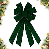 CHMOART Christmas Wreath Bow 20 x 11 Inches Large Christmas Bows Green Velvet Bow Winter Farmhouse Bow Xmas Tree Topper Ornament Bow for Home Front Door Decorations