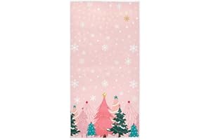 WAMIKA Christmas Tree Pink Hand Bath Fingertip Towel Winter Snowflake Kitchen Towel Xmas Holiday Decorations Bathroom Faucet Towel Set Highly Absorbent SPA Gym Shower Towels 16x30 Inch