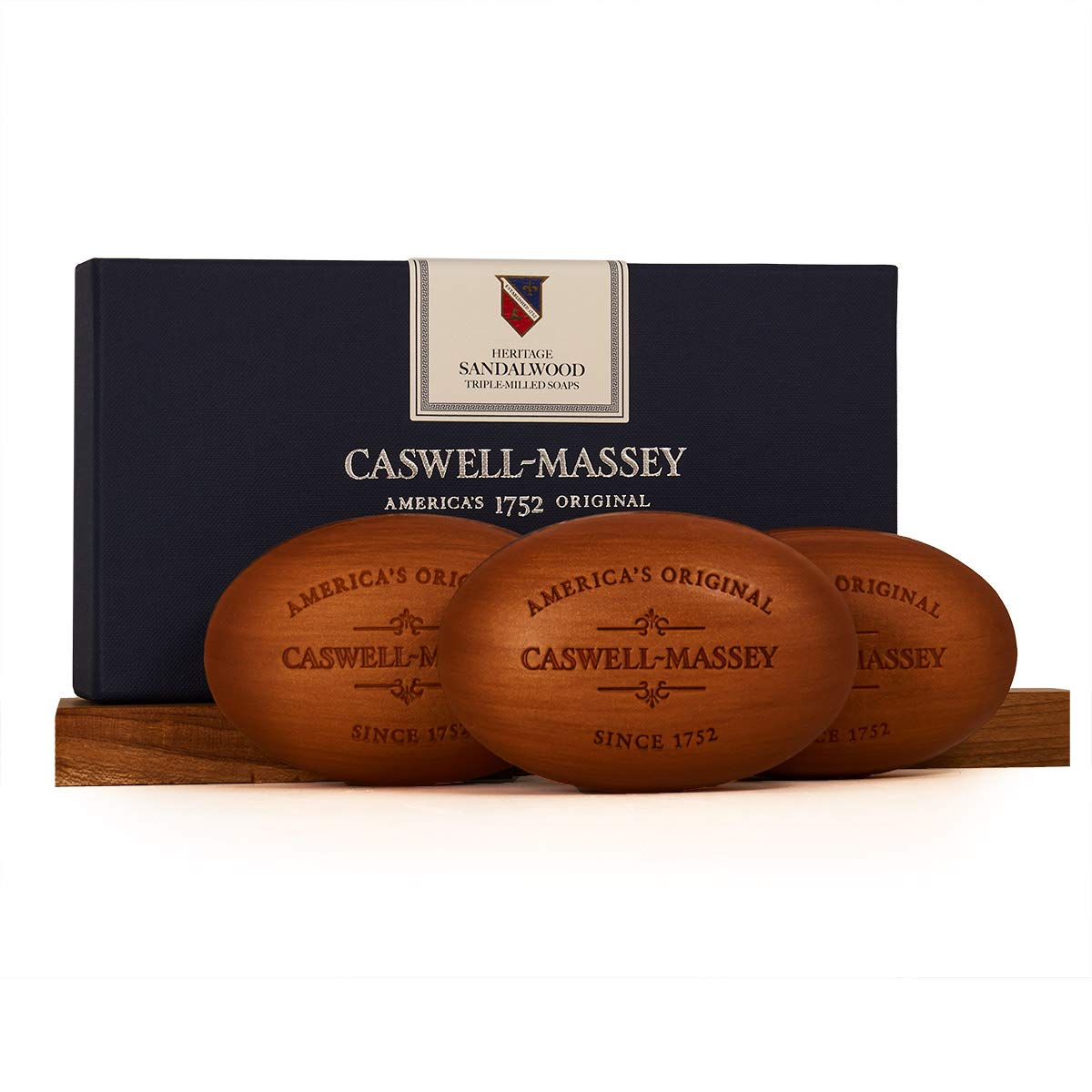 Caswell-Massey Triple Milled Luxury Bath Soap Woodgrain Boxed Set, Sandalwood Fragrance, 3 Count per box of 5.8 Ounce each : Beauty