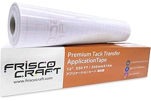 Frisco Craft Premium Tack Clear Transfer Tape for Vinyl with Paper Backing - Perfect for Self Adhesive Vinyl for Signs, Decals, Holographic & More (Original Clear, 12" x 50 ft)