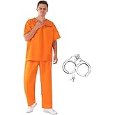 Stadget Prisoner Costume Orange Prison Inmate Costume Criminal Jail Outfit Halloween Cosplay Prison Suit for Men