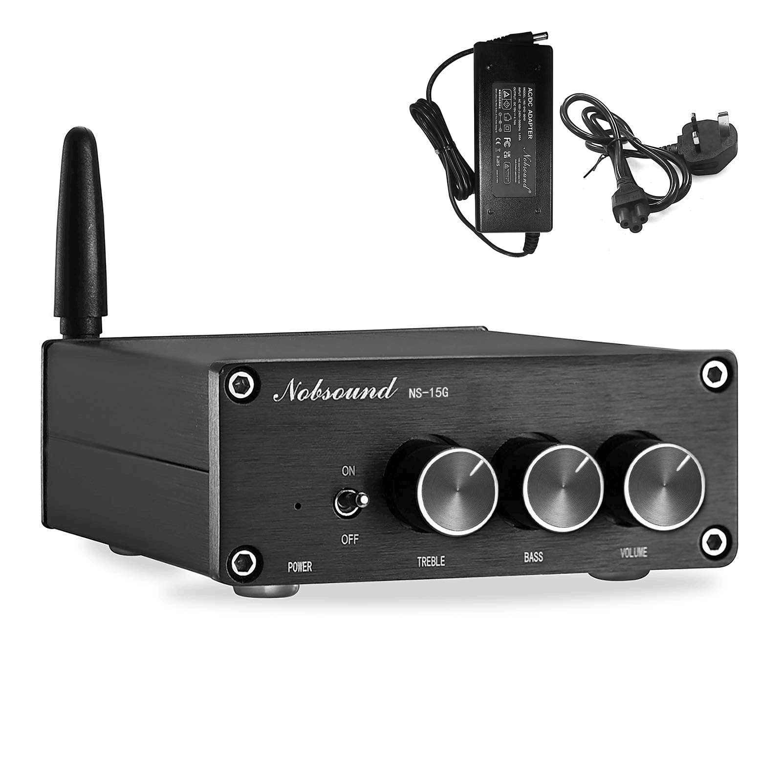 Nobsound NS-15G Bluetooth Amplifier, Mini 200W Amp, TPA3116 Chip, HiFi Stereo Class D 2.0 Channels, with Power Supply