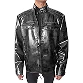 Just5dots Mens Cafe Racer motorcycle Quilted Faux vintage distressed style Soft Leather Jacket