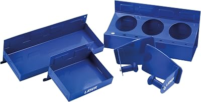 Laser 8657 Magnetic Tool Tray Holder Set 4 Piece Blue Steel Spray Can Holder